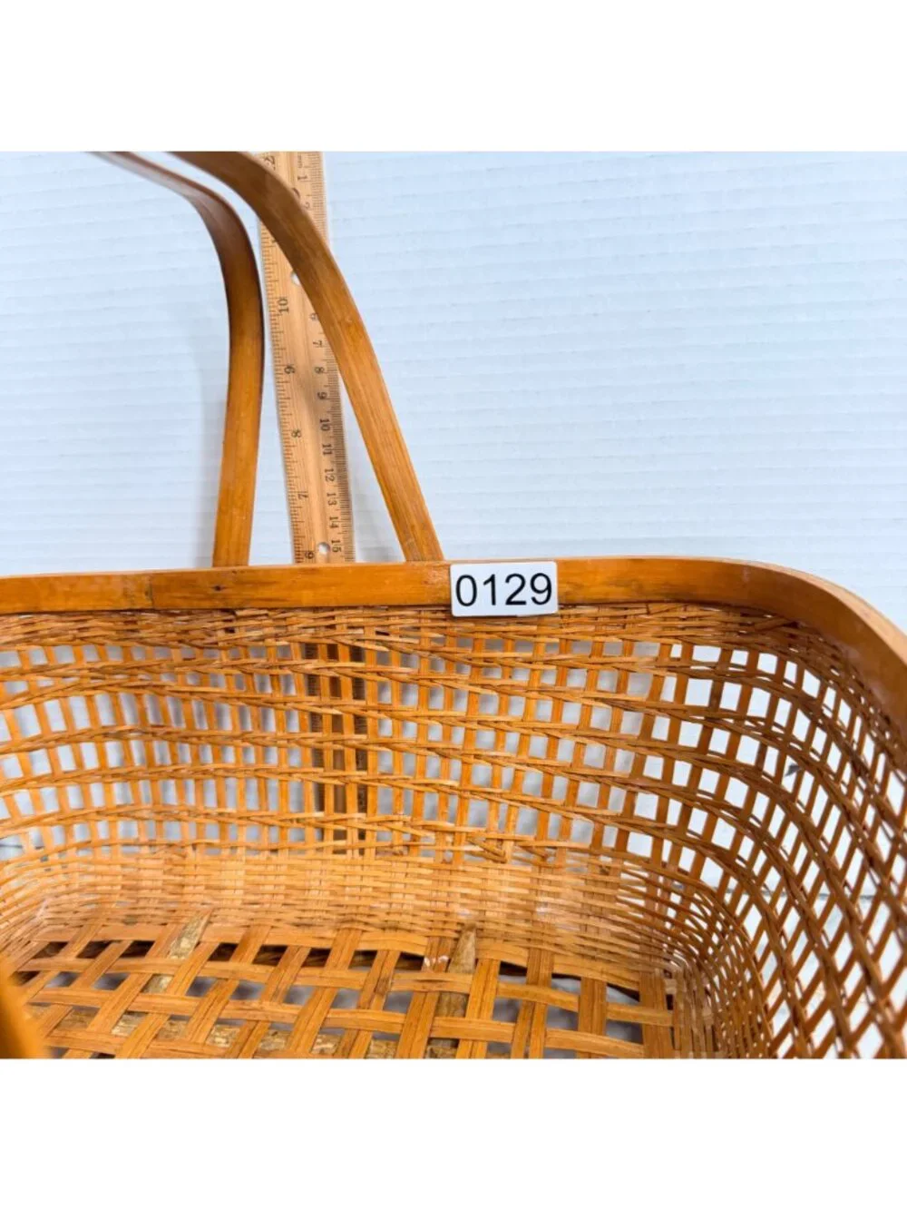 Vintage Wicker Picnic Basket Woven Gathering Market Basket Dual Handles Boho